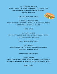 a menu with a picture of a sandwich